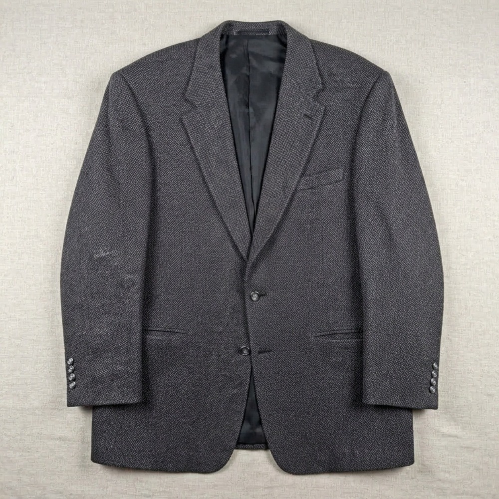 Irvine Park cashmere Blazer 46r Sport Coat Lambswool Gray Herringbone two button